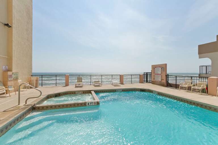 Elevated swimming pool provides you and your guests with unobstructed views of the Gulf!