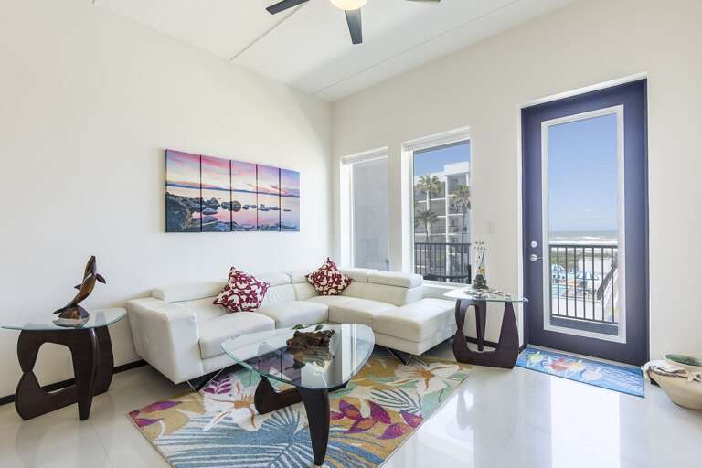 Living area with beach views. Living area with beach views.