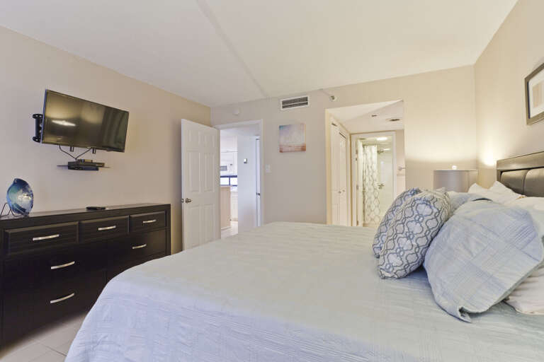 Master bedroom with a king bed and flat screen TV!