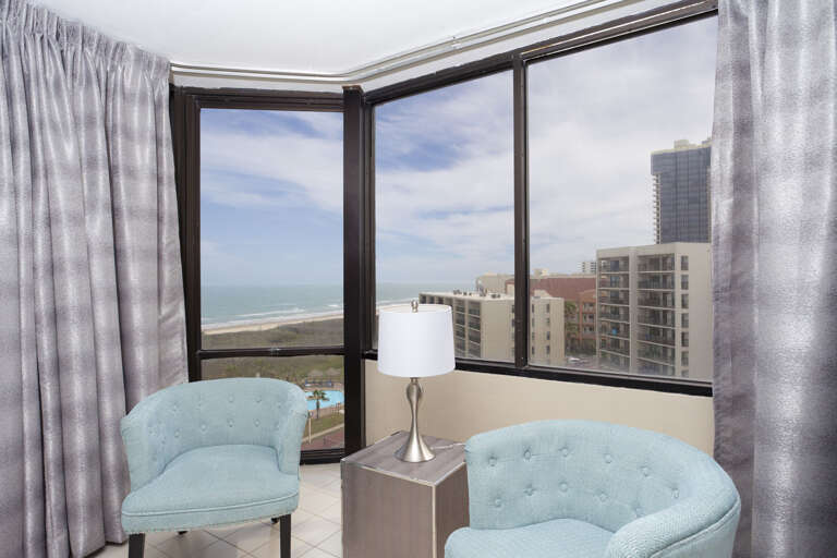 Views to the beach from your master bedroom.