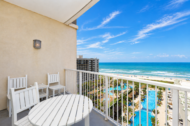 Unwind on the Gulf-facing balcony with front-row views of SpaceX launches.