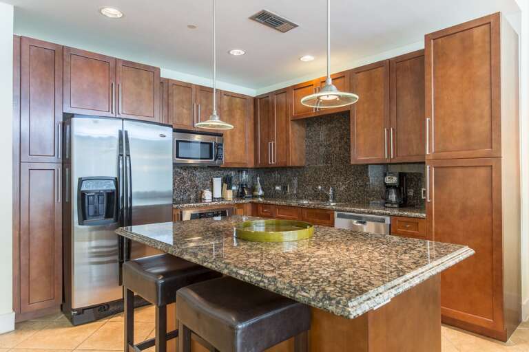Modern kitchen with large center island.
