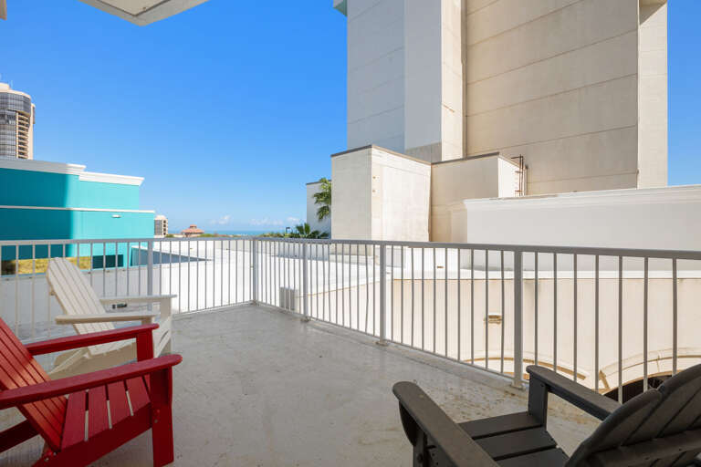 Balcony provides partial view towards the beach