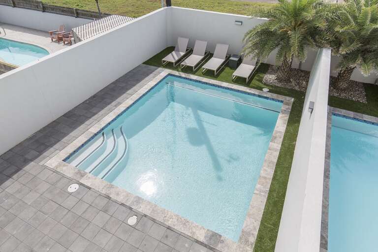 Aerial view of the pool area