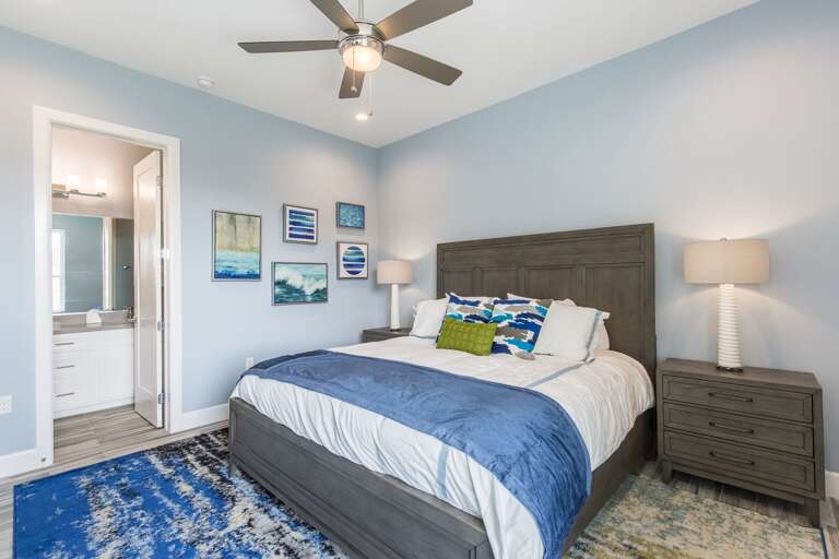 Second floor guest bedroom with king bed