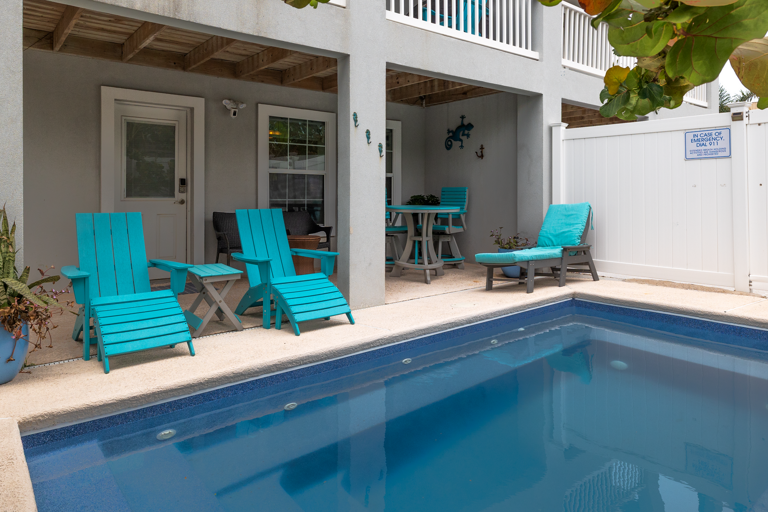 Lounge poolside after a day at the beach!