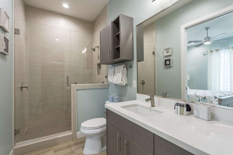 Guest bathroom to the ground floor bedroom.