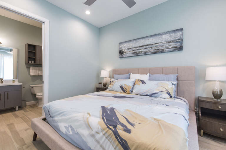 Ground floor guest bedroom with a king bed