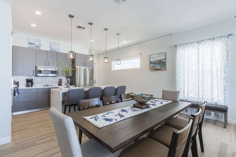 Open concept floor plan with kitchen and living area