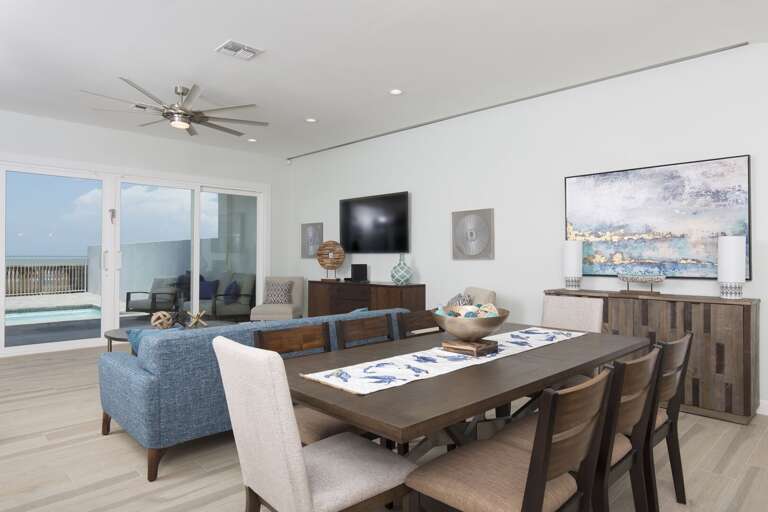 Open concept floor plan with kitchen and living area