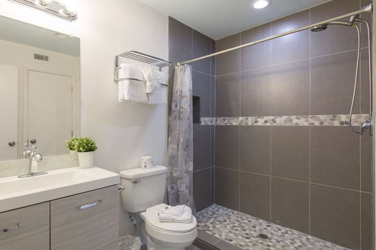 Bathroom for the guest bedroom on the second floor.