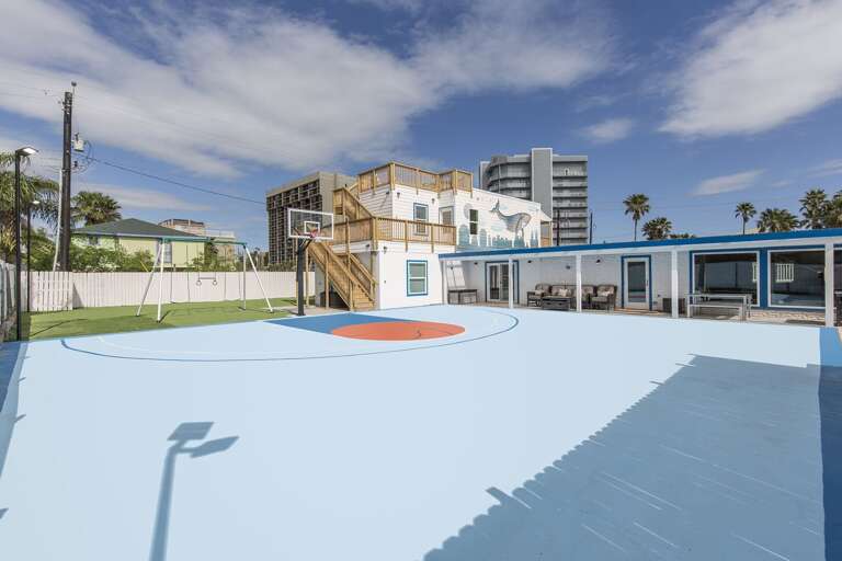 The property features a basketball court!