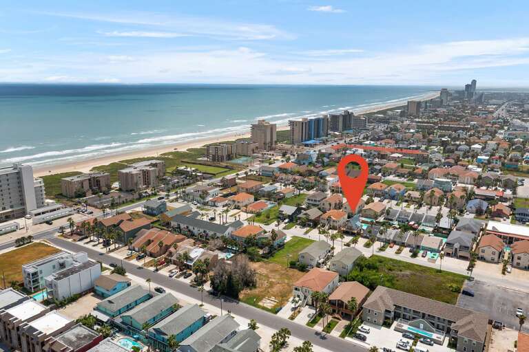 Aerial view of the property with the beach!