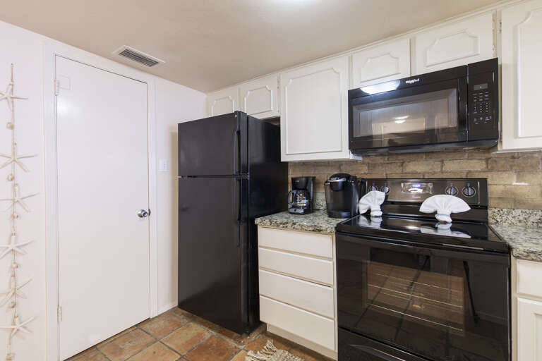 Fully stocked kitchen with all black appliances!