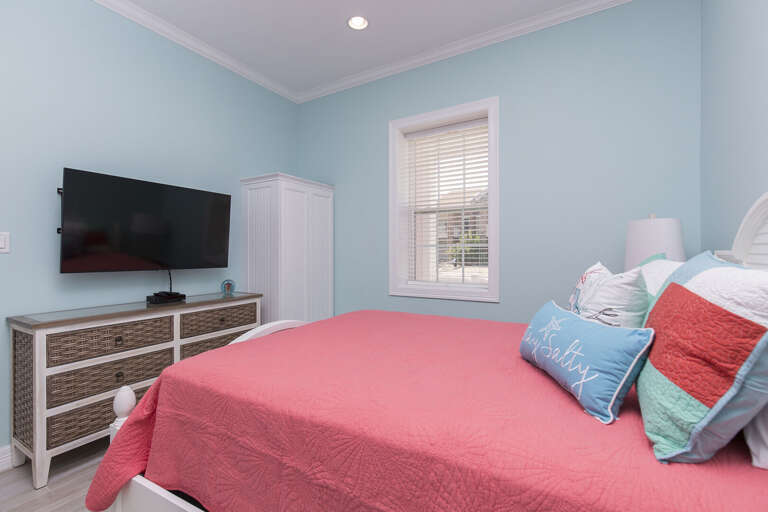 1st Floor Guest bedroom features Flat Screen TV