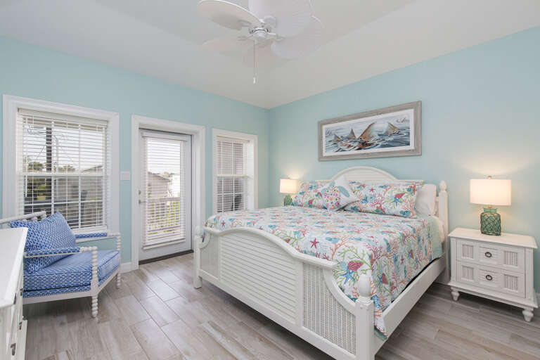 2nd Floor Guest bedroom features King bed and direct patio access!