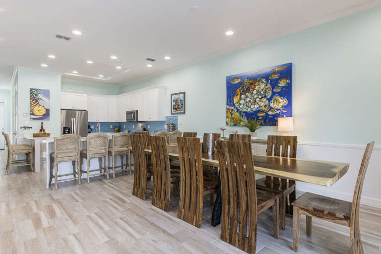 Dining Table for 10 with extra seating in the kitchen perfect for family dinner!