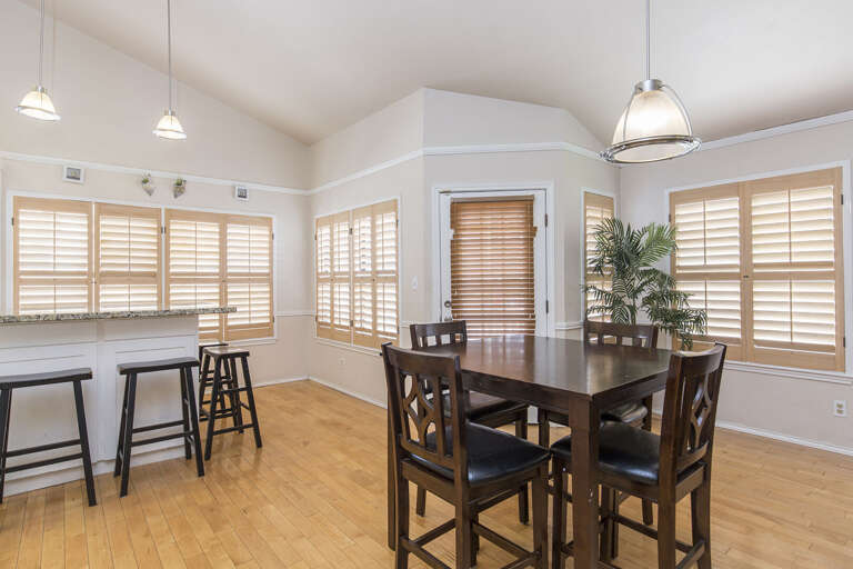 Dining Table with extra bar seating to accommodate family dinner!