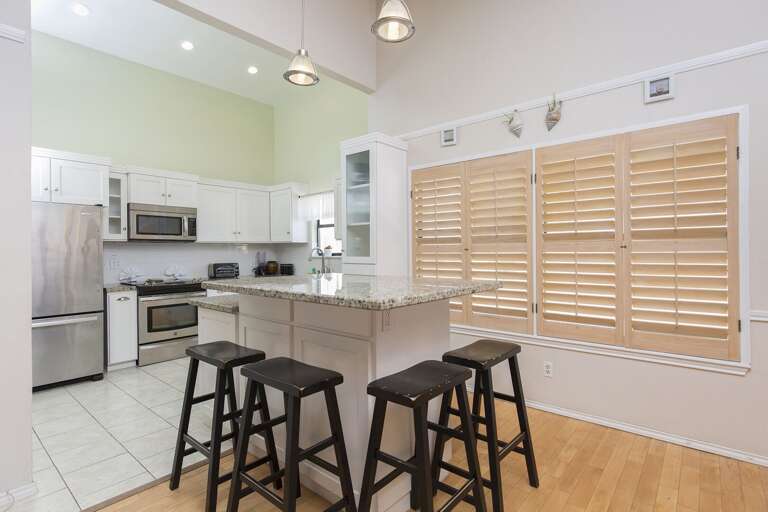 Kitchen with extra bar top seating