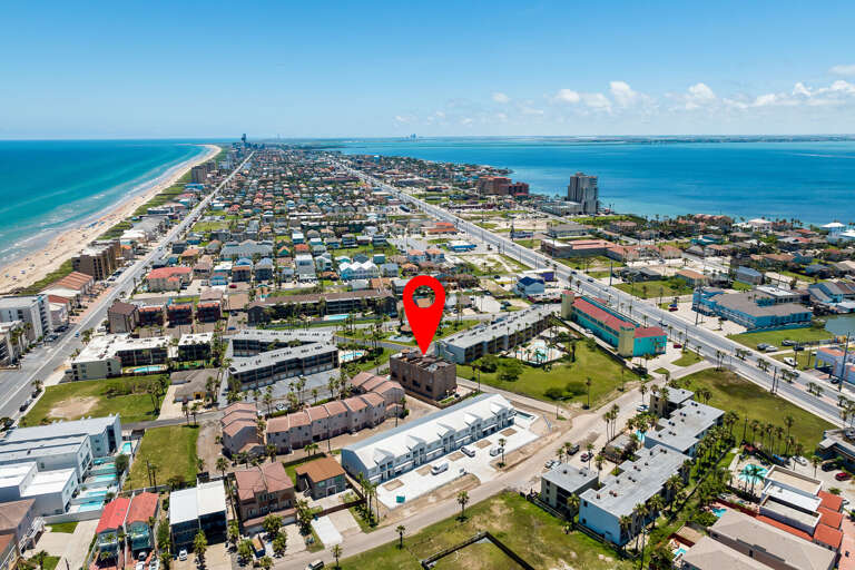 Aerial view of the property and South Padre Island!