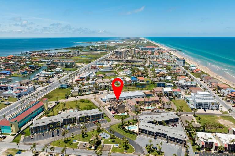 Aerial view of the property and South Padre Island!