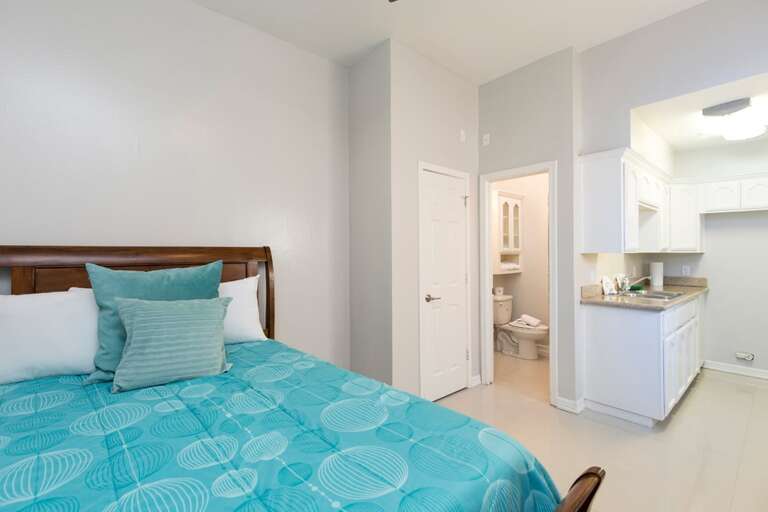 Mother-in-law suite (guest bedroom) features a private bathroom and kitchenette.