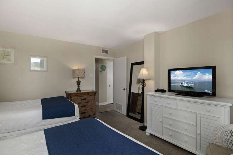 The guest room comfortably accommodates additional family members or friends.