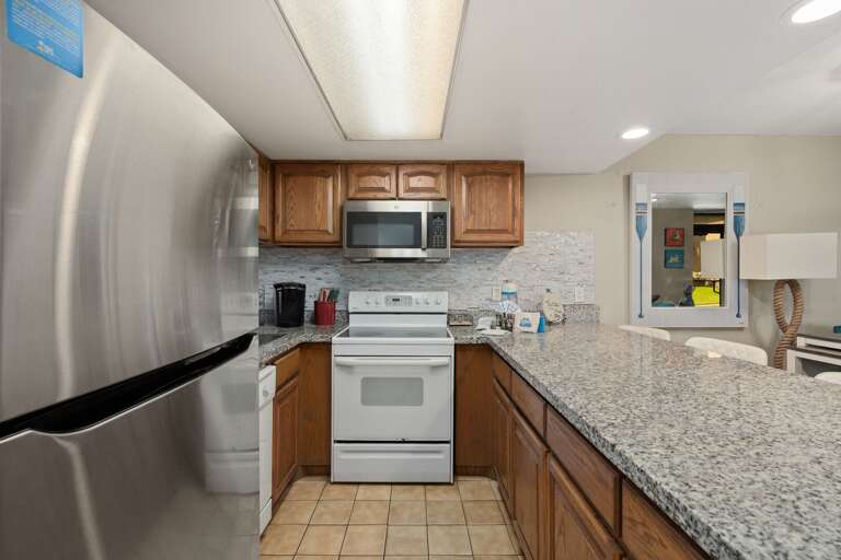 The kitchen includes everything you need for meals throughout your stay.