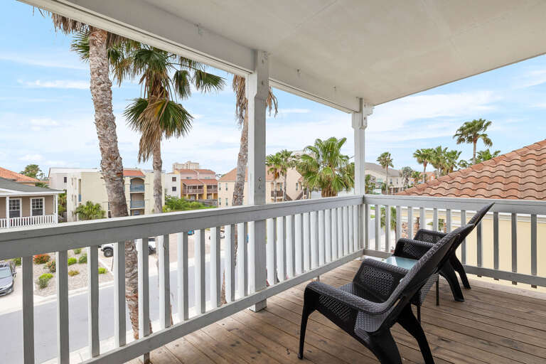 Patio facing Oleander St. Just 1/2 block away from the beach!