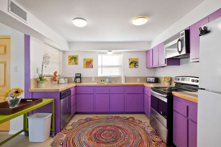 Villa #1
Spacious, fully stocked kitchen area. Villa #1
Spacious, fully stocked kitchen area.