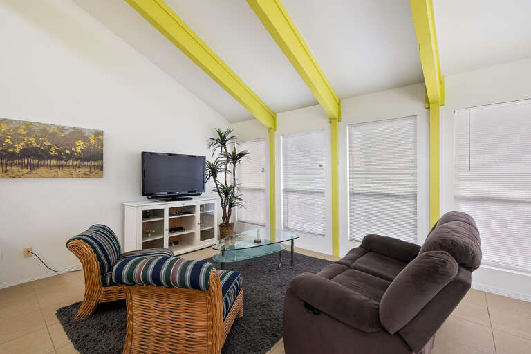 Villa #2
Living room with vaulted ceiling and flat screen tv! Villa #2
Living room with vaulted ceiling and flat screen tv!