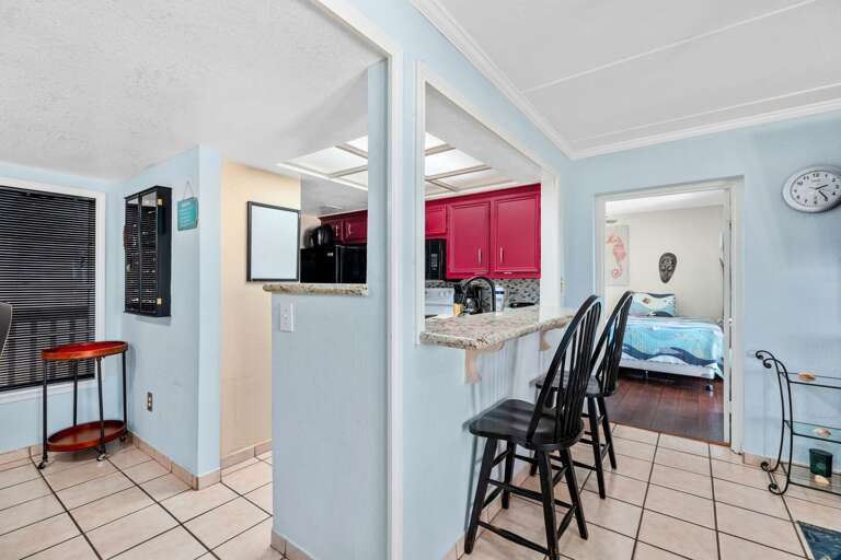 Kitchen Area with extra bar seating