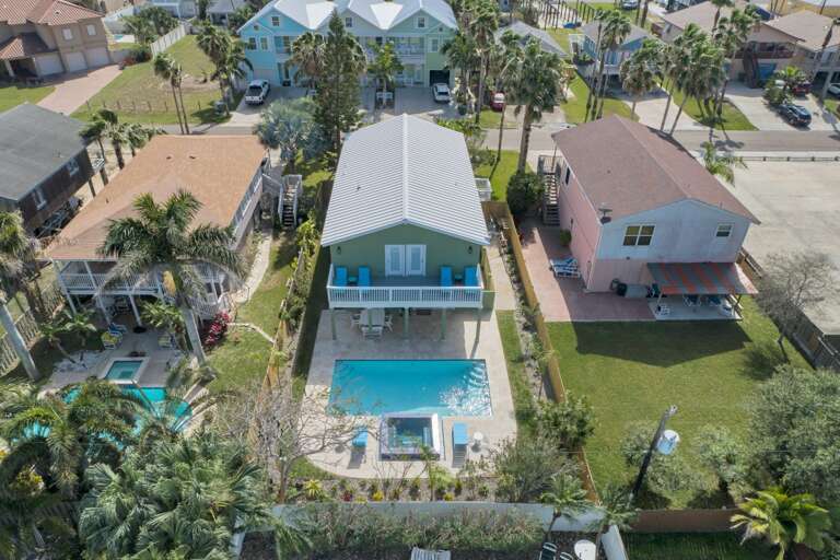 Aerial view of the property.