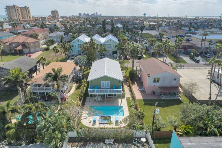 Aerial view of the property.