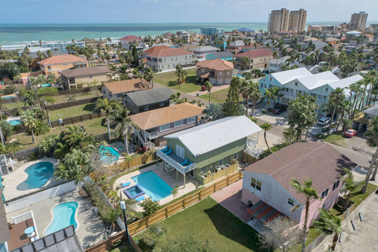 Aerial view of the property and the beach!