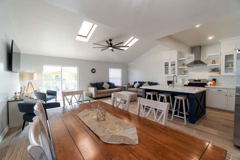 2nd floor living room, dining area and kitchen.
