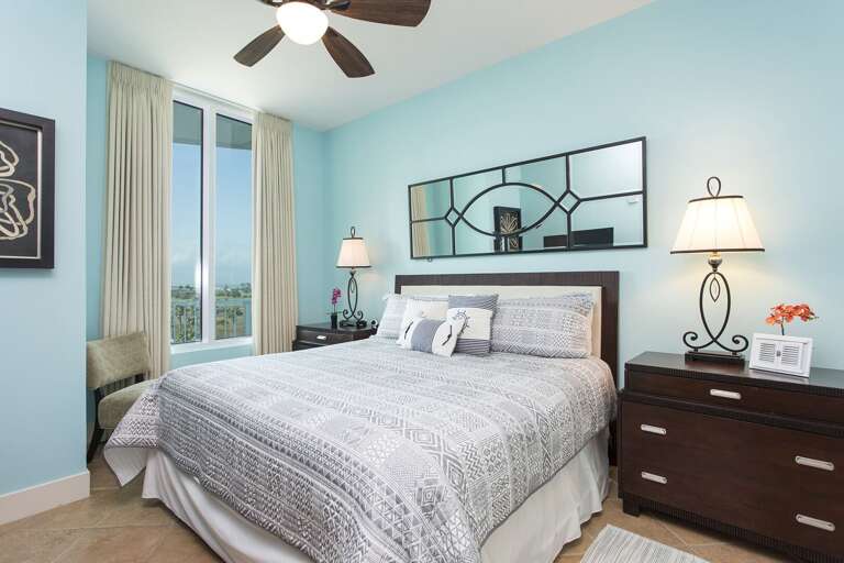 Master Bedroom with King size bed and flat screen TV.