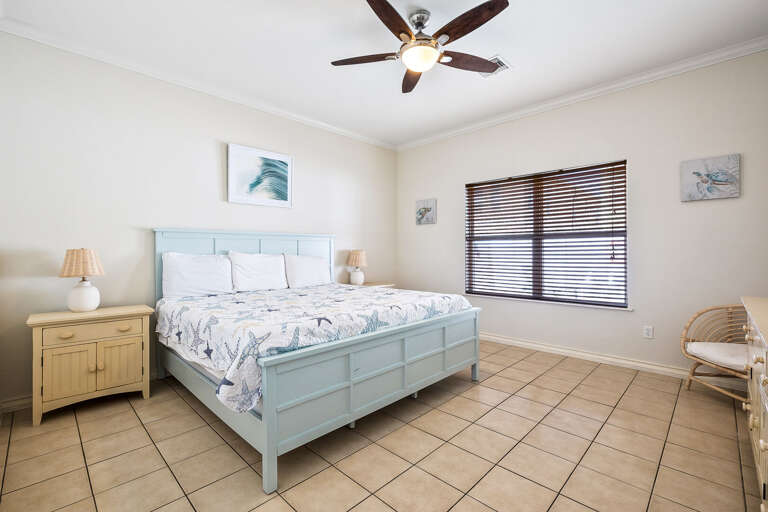 Guest bedroom with King bed and flat screen TV