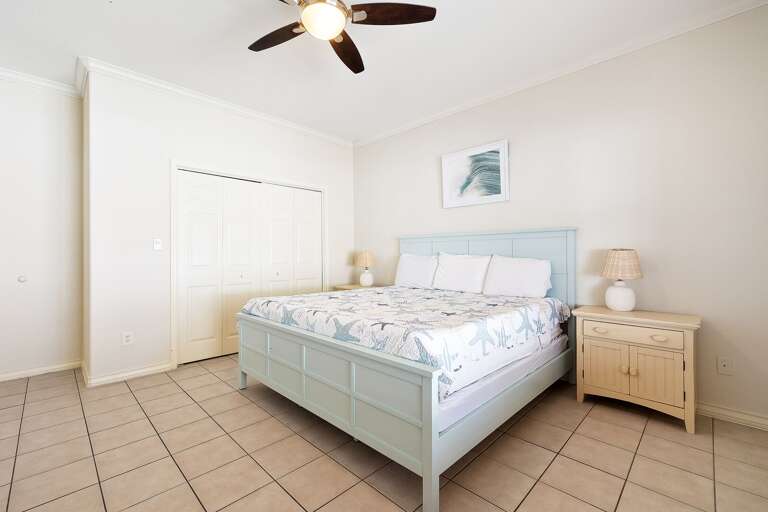 Guest bedroom with King bed and flat screen TV