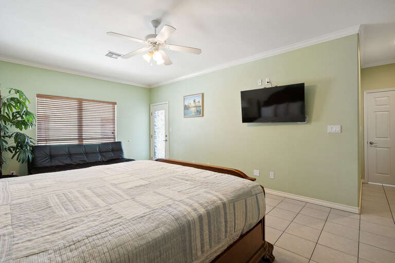 Large master suite with King bed and ensuite bathroom.