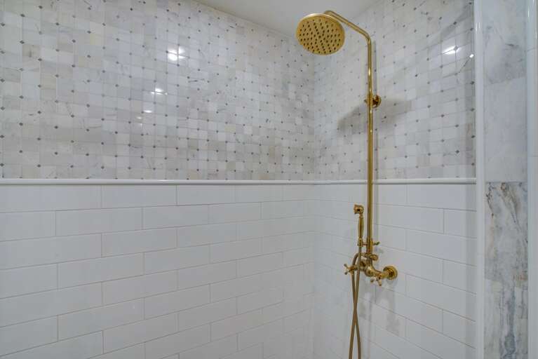 Walk-in shower in master bathroom.