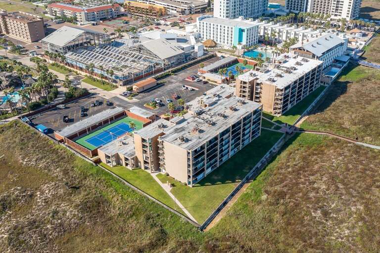 Aerial view of the property.