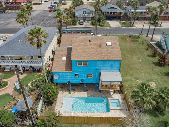 Aerial view of the property.
