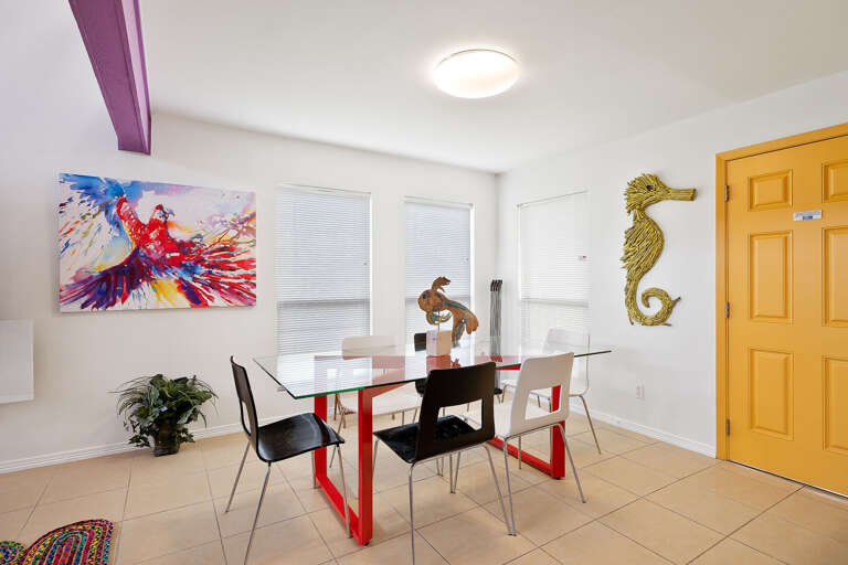 Tastefully decorated dining area.