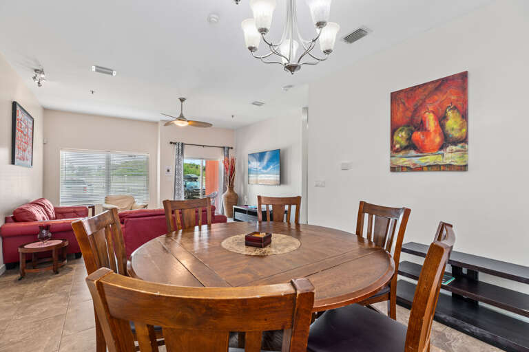 Open concept dining area sits 6