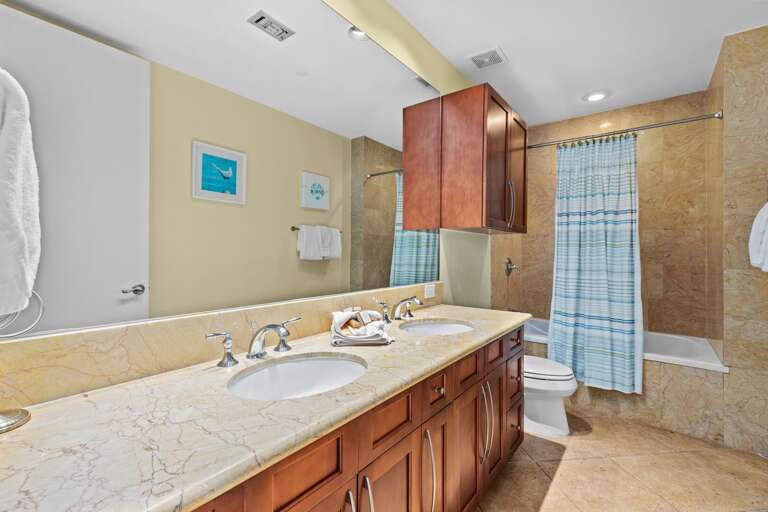 Guest Bathroom with his and hers double sink feature! Guest Bathroom with his and hers double sink feature!