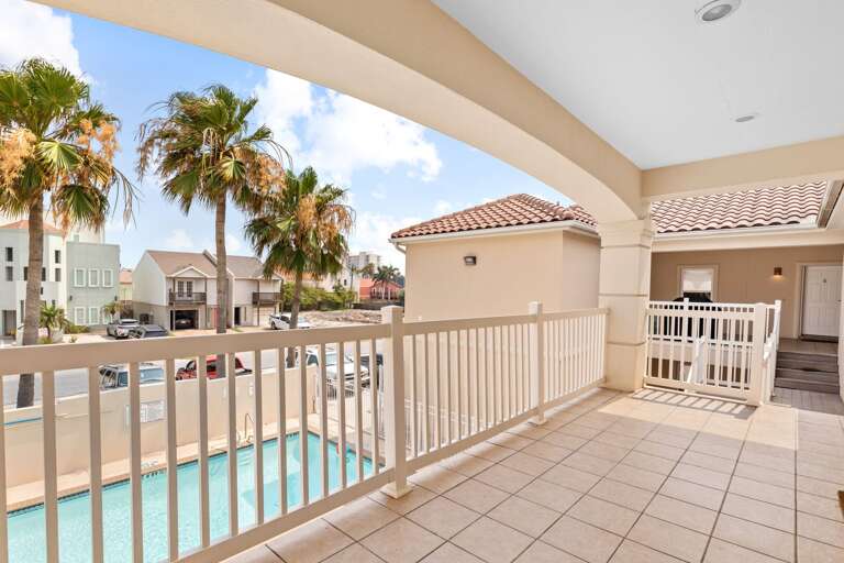 Main Entrance balcony views towards the pool