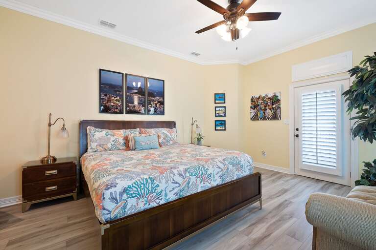Master Bedroom (Rio) features a King size bed, flat screen TV & direct front patio access!