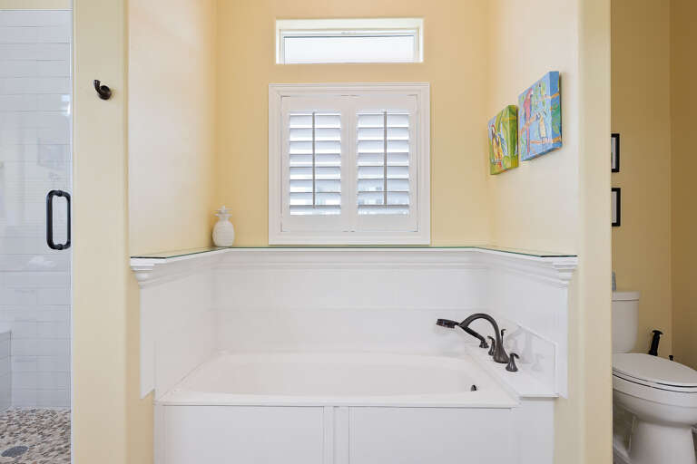 Oversized soaking tub in the Master bathroom.