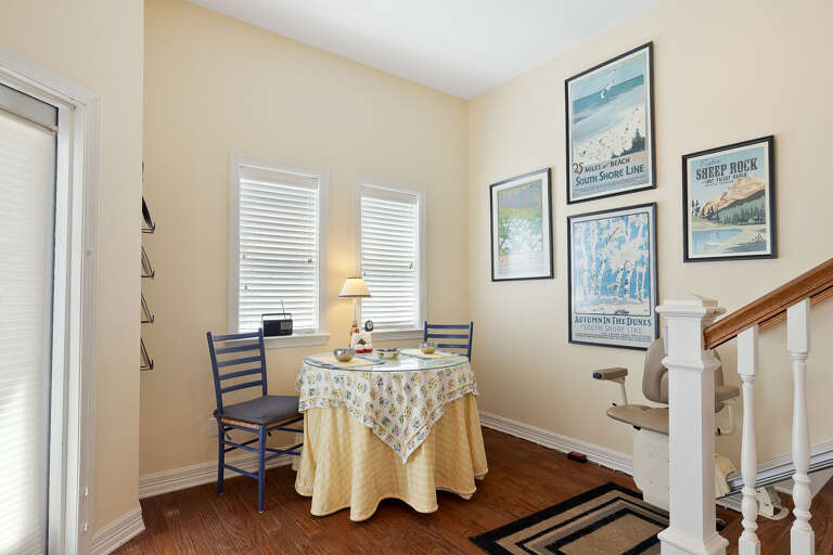 Extra seating by the staircase